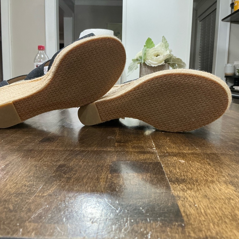 Michael Kors Black Denim Wedges with Gold Zipper - Picture 6 of 9